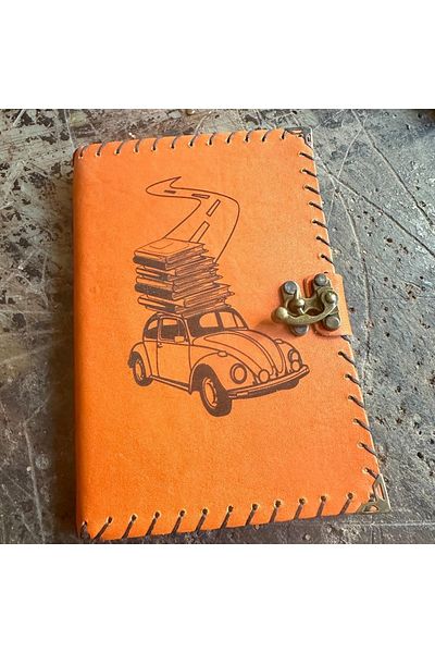 zarif atölye Leather Notebook - with Car and Book Detail
