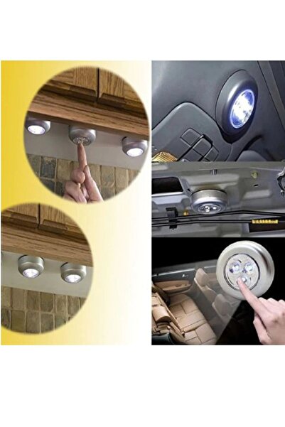 Onetick Dolap İçi Yapışkanlı 3 Ledli Pilli Mini Pratik Aydınlatma 4 Adet