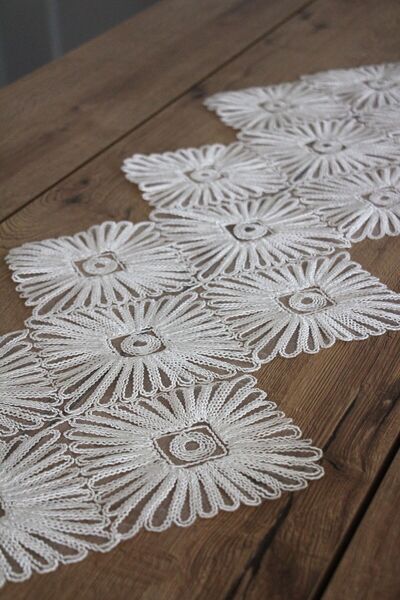 DDHOME Lace Fiskos Table Runner - 100X35 Cm, Knitted Detail, 1001-Type