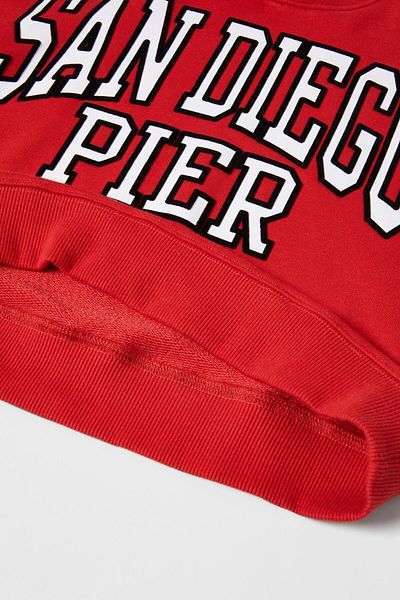 Lolliboomkids Суитшърт с качулка за момиче - момче в червен цвят San Diego Pier Text Printed Hoodie
