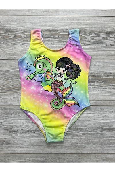 Lolliboomkids New Season Girl's Swimsuit - Pastel Color, Fish Sea Pattern