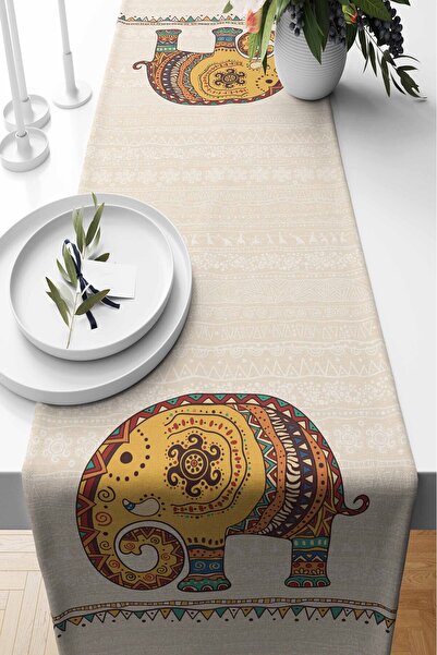 Pilloveland Runner Afrika Temalı Desenli Süet Dokuma 140*40 Cm