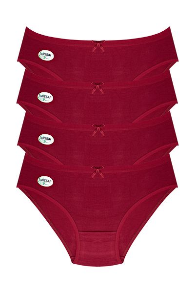 Stars Underwear Chiloți din bambus pentru femei Burgundy - 100% bambus, ultra flexibili și cu textura moale 4 buc