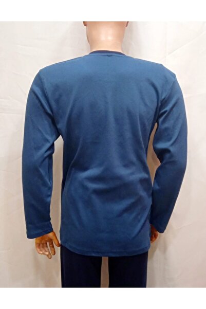 Mefa Pijama Erkek Mavi Pamuklu 3 Düğmeli Tek Pijama Üstü Pamuklu