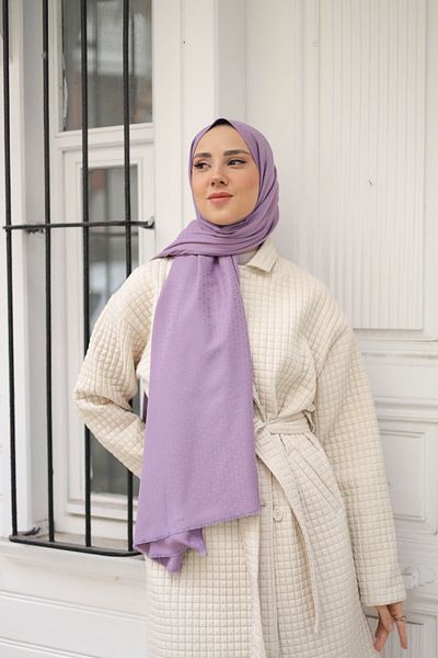shalby Twin Pattern Cashmere Hijab Shawl Lilac