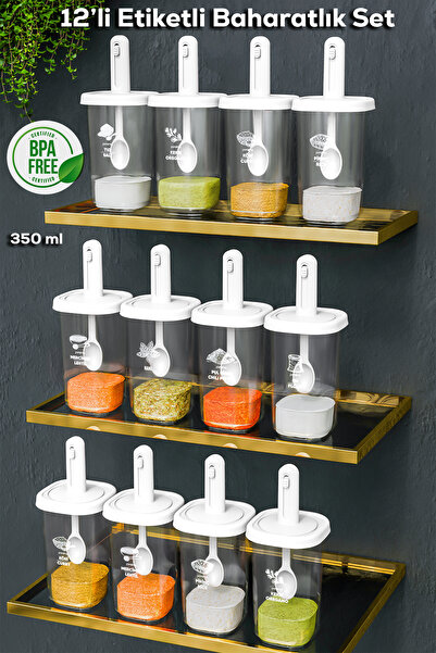 Porsima 1100 12'li Kaydırmalı Kendinden Kaşıklı Sızdırmaz Kapaklı Etiketli Ba...