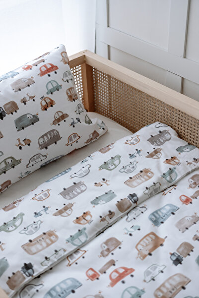 NOU Organic Single Duvet Cover Set - Colorful and Vehicle (160X220) - Vehicle...