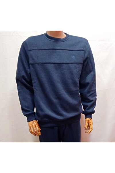 SİMENTİ Mavi O Yaka Beli Ve Bilekleri Ribana Lastikli Esofman Üstü - Sweatshirt