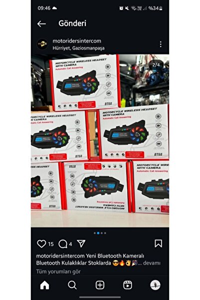 MOTORİDERS Bt 68 Kameralı Bluetooth kulaklık..