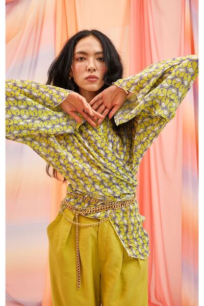 Pilea Plisiseli Desenli Salaş Gömlek Oversize Gömlek - My -