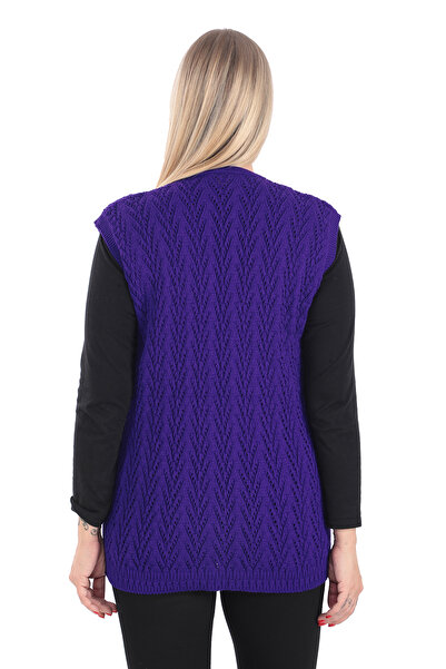 İKSUN Tricotaj cu decolteu în V Vestă pentru mama - Lână groasă, buzunare cu nasturi