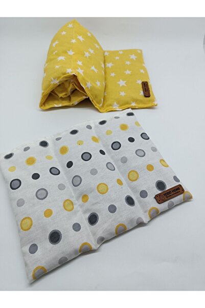 Genel Markalar Yıldız Desenli Kiraz Çekirdeği Yastık Seti (SARI) - Renkli ve Şık Dekoratif Set