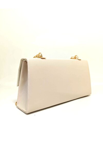 dizaynbag Γυναικεία τσάντα ταχυδρομικής αλυσίδας κρεμ από συνθετικό δέρμα