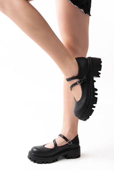 Aymood 868-756 Loafer zilnic cu talpă înaltă neagră