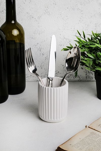 LALEZEN HOME Πολλαπλών χρήσεων από σκυρόδεμα - Λευκή μαχαιροπήρουνα