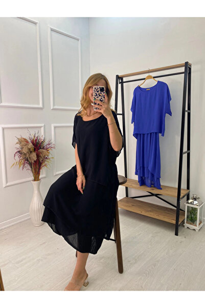 SaklıButik Straight Cut Double Layer Dress - Sk-2193