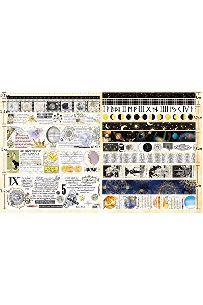 SF SCRAPBOOK KIRTASİYE 18 Adet Scrapbook / Rulo Bant / Desenli Bant Washi Tape Seti