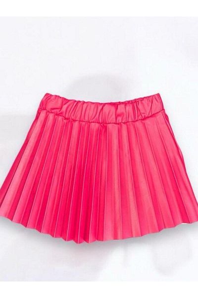 Zekids Pleated Leather Baby Girl Skirt - Elastic Waist