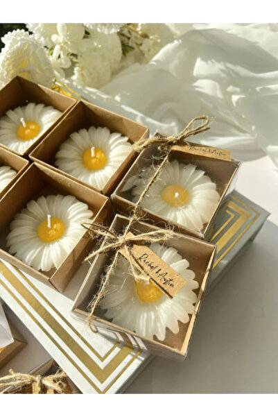 ERSE HOME 20 Adet Süslemeli Papatya Mum, Hediyelik | Nikah Şekeri, Nişan, Söz, Kına, Düğün, Sünnet, Doğum Günü