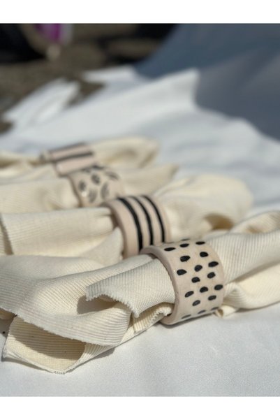KABİLE SERAMİK Handmade Ceramic Napkin Ring / Ring Set of 4