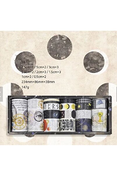 SF SCRAPBOOK KIRTASİYE 18 Adet Scrapbook / Rulo Bant / Desenli Bant Washi Tape Seti