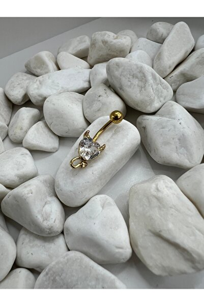 Karınca Piercing Taşlı Yüksek Kalite Şeytan Motifi Altın Rengi Göbek Piercingi (karınca Tattoo)