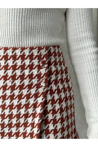 AtegeWear Trend Stamp Buttoned Plaid Shorts Skirt