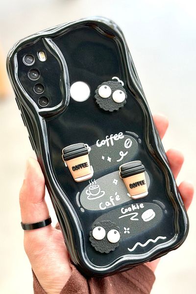 Vip Case حافظة كوكي بتصميم لامع ثلاثي الأبعاد لهاتف Redmi Note 8 بنمط بسكويت القهوة