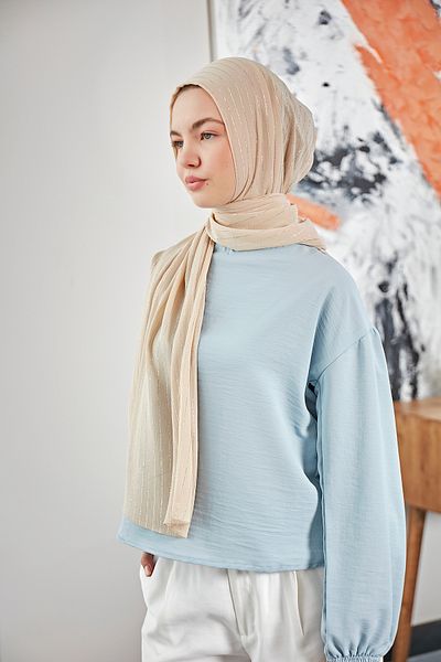 Scarf Chickpea Color Silver Glitter Chiffon Shawl