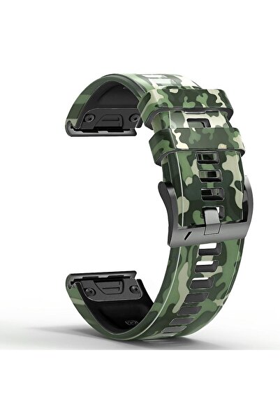 Markacase Garmin Fenix  5 -5 plus Pro (22MM) Kamuflaj Silikon Saat Kordonu