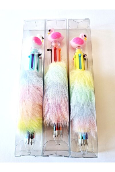 Modellino 6 Farklı Renk Yazan Tüylü Flamingo Peluş Tükenmez Kalem Çoklu Tükenmez - Renk Seçmeli 1 Adet