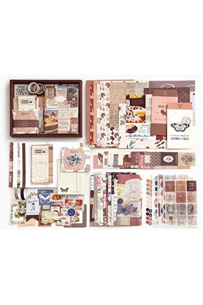 SF SCRAPBOOK KIRTASİYE 155 Parça Scrapbook Vintage Set