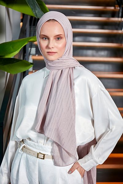 Scarf Σάλι σιφόν με ασημί γκλίτερ σε χρώμα βιζόν