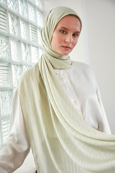 Scarf Σιφόν σάλι Aqua Green Silver Glitter