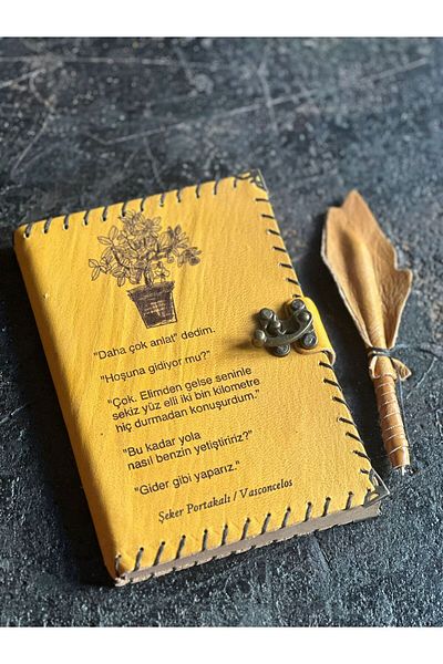 zarif atölye Leather Notebook - Candy Orange and Detailed