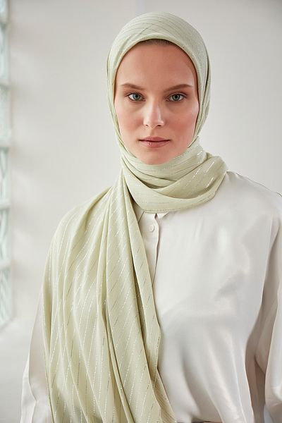 Scarf Σιφόν σάλι Aqua Green Silver Glitter