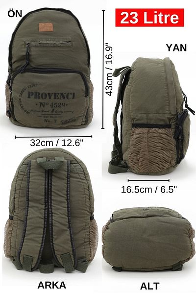 Old Cotton 7054 Νέο North Dokato Khaki Πράσινο Βαμβακερό Καμβά Σχολικό Σακίδιο Ταξιδίου Laptop Notebook 15,6''