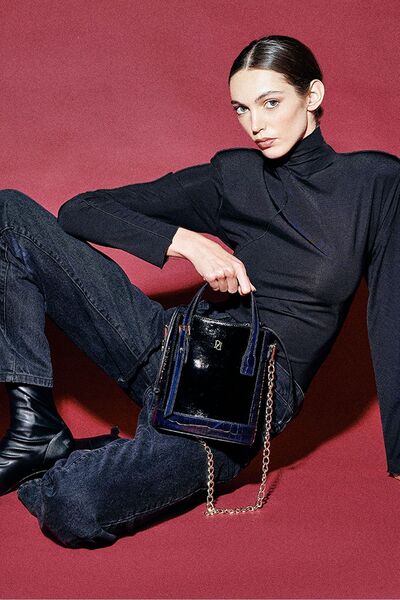 Pilea Lüks Ve Rafine Stil Gold Zincir Detaylı Deri Silindir Omuz Çantası - My -