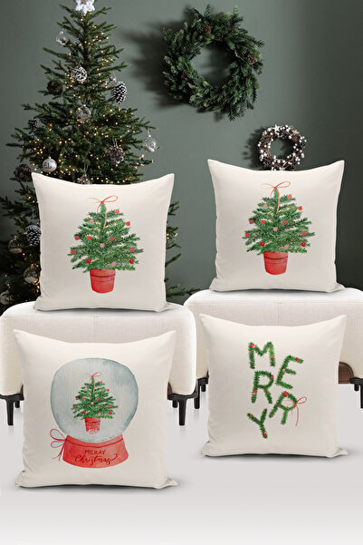 Bertille Home Новорічна серія - Набір з 4 чохлів для подушок з двостороннім ц...