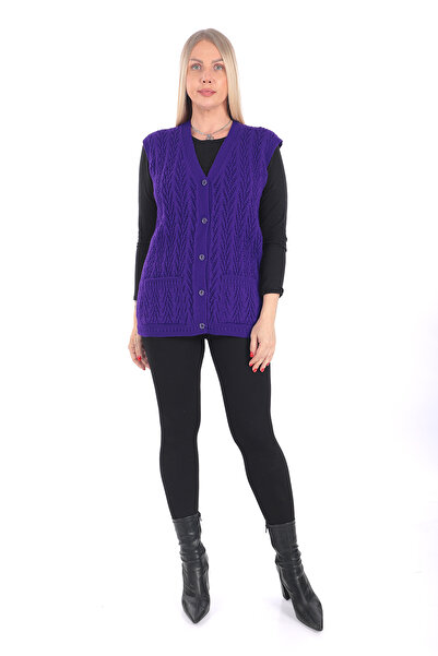 İKSUN V-подібний трикотажний жилет для мам - з товстої вовни, з ґудзиками та кишенями