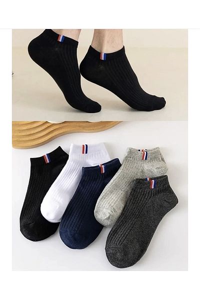 REYNBOO SOCKS 5 чифта мъжки чорапи до глезена с различни цветове гумени ленти Мъжки ботуши Чорапи