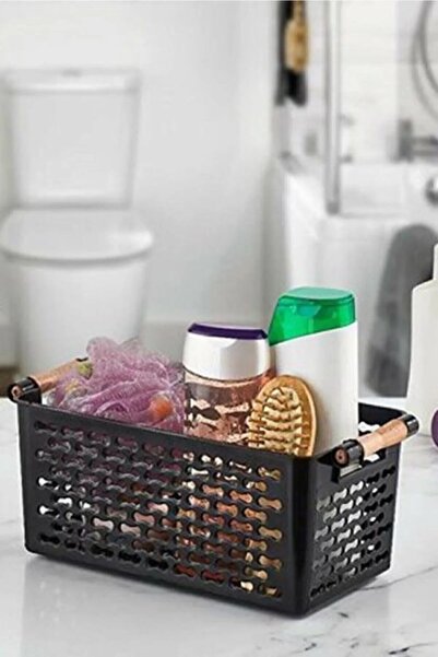 KRM HOME 6 Black Organizer Baskets with Handles - Inner Cabinet and Refrigerator Organizer