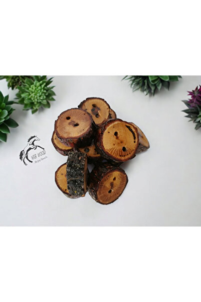 Krb Ahsap Mini Ağaç Dilimi, 10'lu Kütük Dilim, Ahşap Düğme, Doğal Ağaç Düğme,...