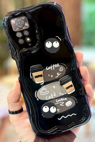 Vip Case Redmi Note 11 Pro /12 Pro 4G Coffee Cookie Pattern 3D لطيف لامع تصميم كوكي