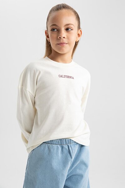 DeFacto Kız Çocuk Bisiklet Yaka Uzun Kollu Tişört A7430a823au