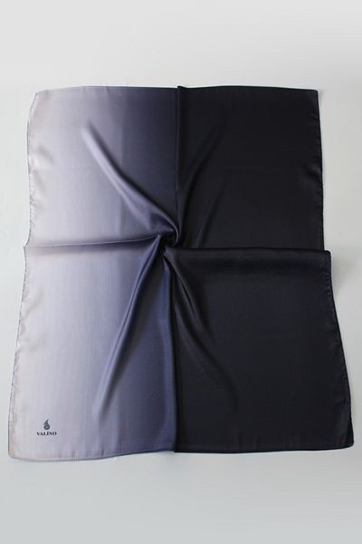 Valino Navy Blue Silver Gradient Patterned Evening Dress Crystal Shawl