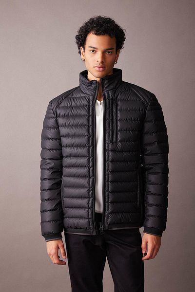 DeFacto Kabát Slim Fit Puffer z umělé kůže – stojáček s kapsami na zip A4016Ax23Wn