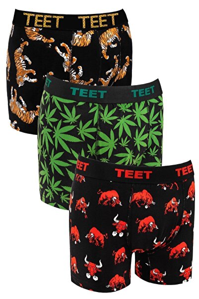 TEET Ανδρικό Boxer Premium Σετ 9 Δώρο με μοτίβο από βαμβακερό Lycra