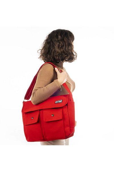HEPBİMODA Gabardine Fabric Canvas Bag - School and Messenger Bag