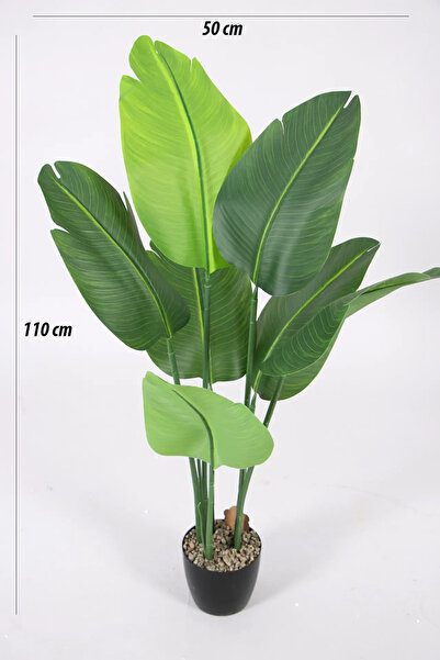 Yapay Çiçek Deposu Yapay Ağaç Starliçe Gerçek Dokunuş 7 Dev Yaprak Yeşil 110 cm